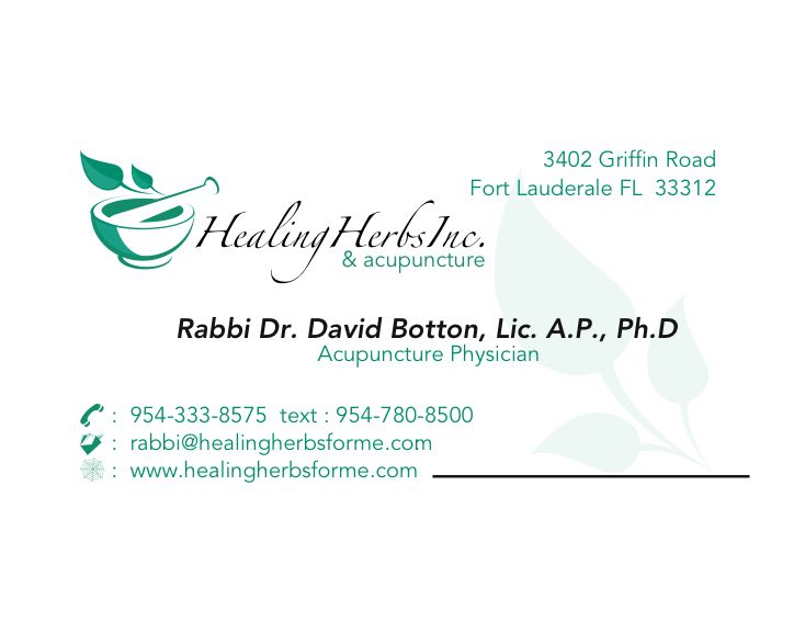Healing Herbs Inc. Rabbi Dr. David Botton 954-333-8575